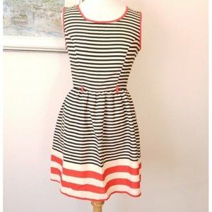 Monteau Black/White/Red Stripe Sleeveless Dress